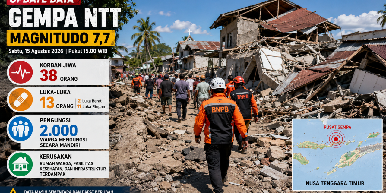 Gempa M 7,7 Guncang NTT, 38 Orang Meninggal 13 Luka-Luka