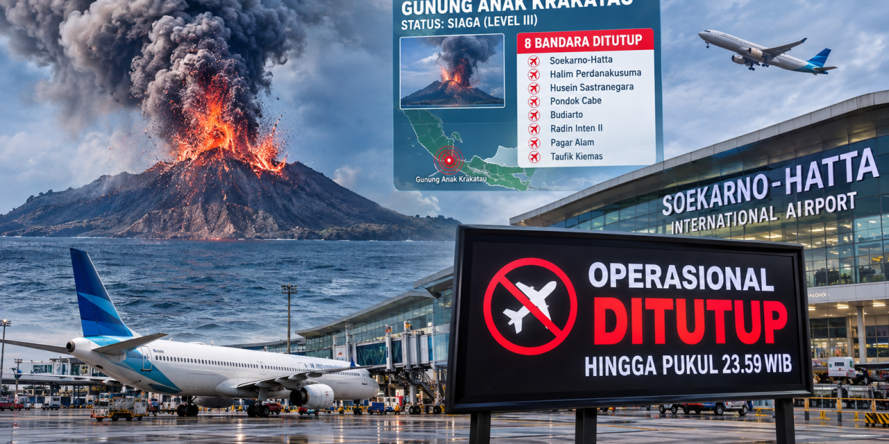 Erupsi Gunung Anak Krakatau, 8 Bandara Ditutup Perhari Ini!